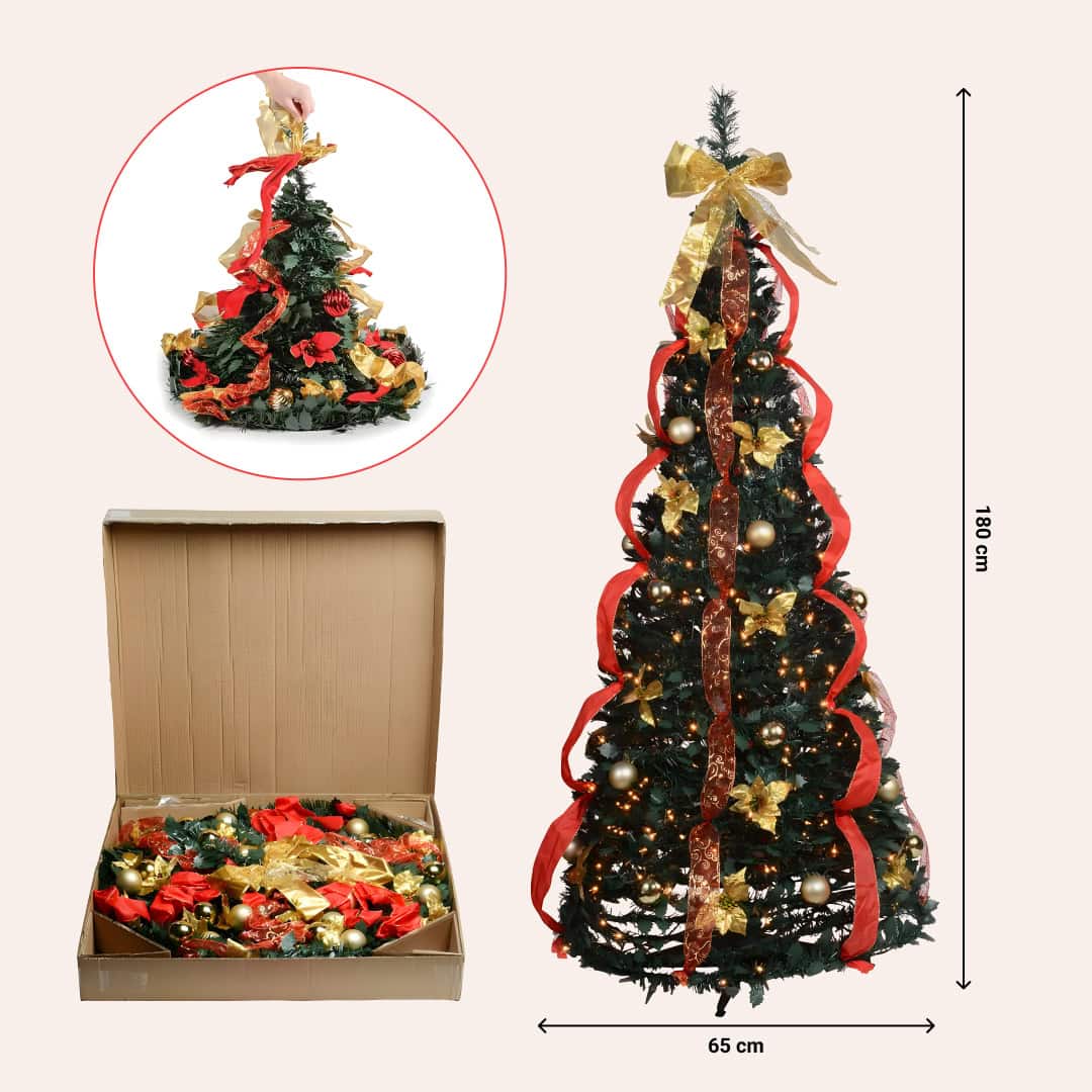 InstaTree™ Pom de Crăciun Pliant cu Ornamente (180cm x 65cm) - imagine 4