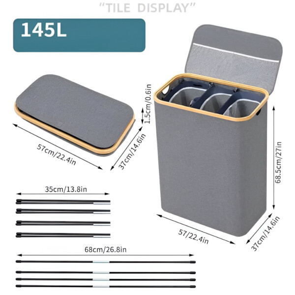 LaundryEase™ - Coș de rufe cu trei compartimente - imagine 7