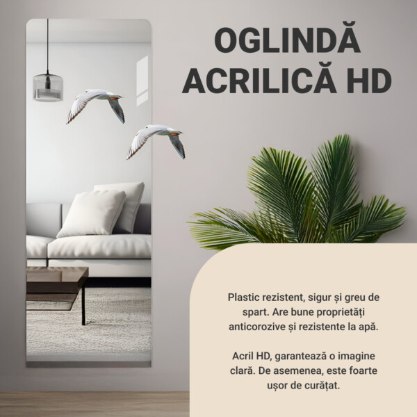 MirrorFlex™ oglindă acrilică flexibilă autocolantă 120 x 40 cm - imagine 3