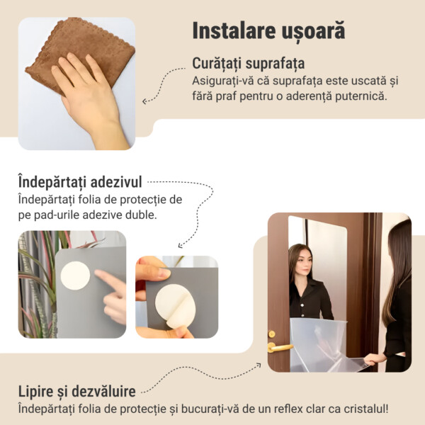 MirrorFlex™ oglindă acrilică flexibilă autocolantă 120 x 40 cm - imagine 4