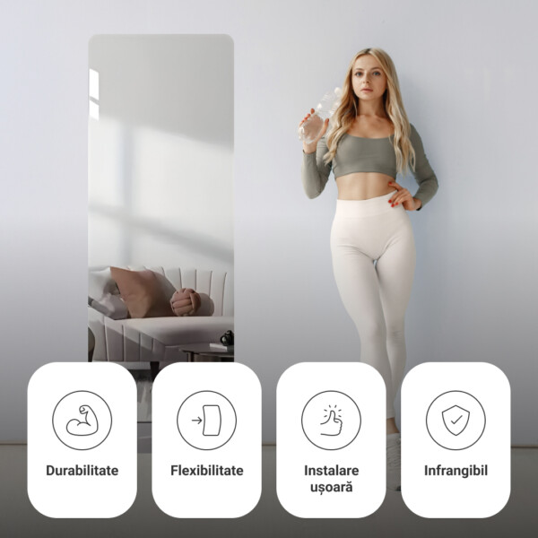 MirrorFlex™ oglindă acrilică flexibilă autocolantă 120 x 40 cm - imagine 5
