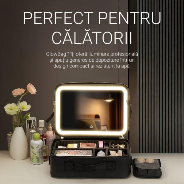 GlowBag™ - Portfard de machiaj portabil cu oglindă iluminată - imagine 2