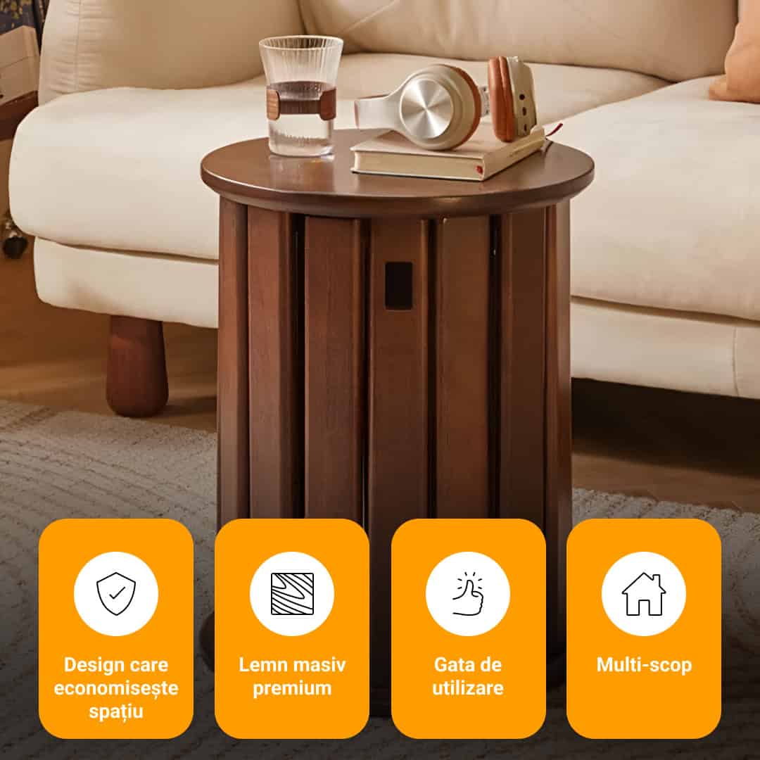 Quado™ - Măsuță multifuncțională 4-în-1 din lemn masiv cu taburete integrate - imagine 4