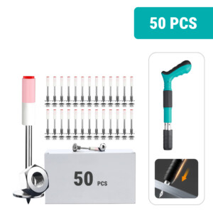 Cuie pentru RIVETSLAMMER™ – 50 buc. cuie din oțel filetate pentru beton, design rotund de 7,3 mm