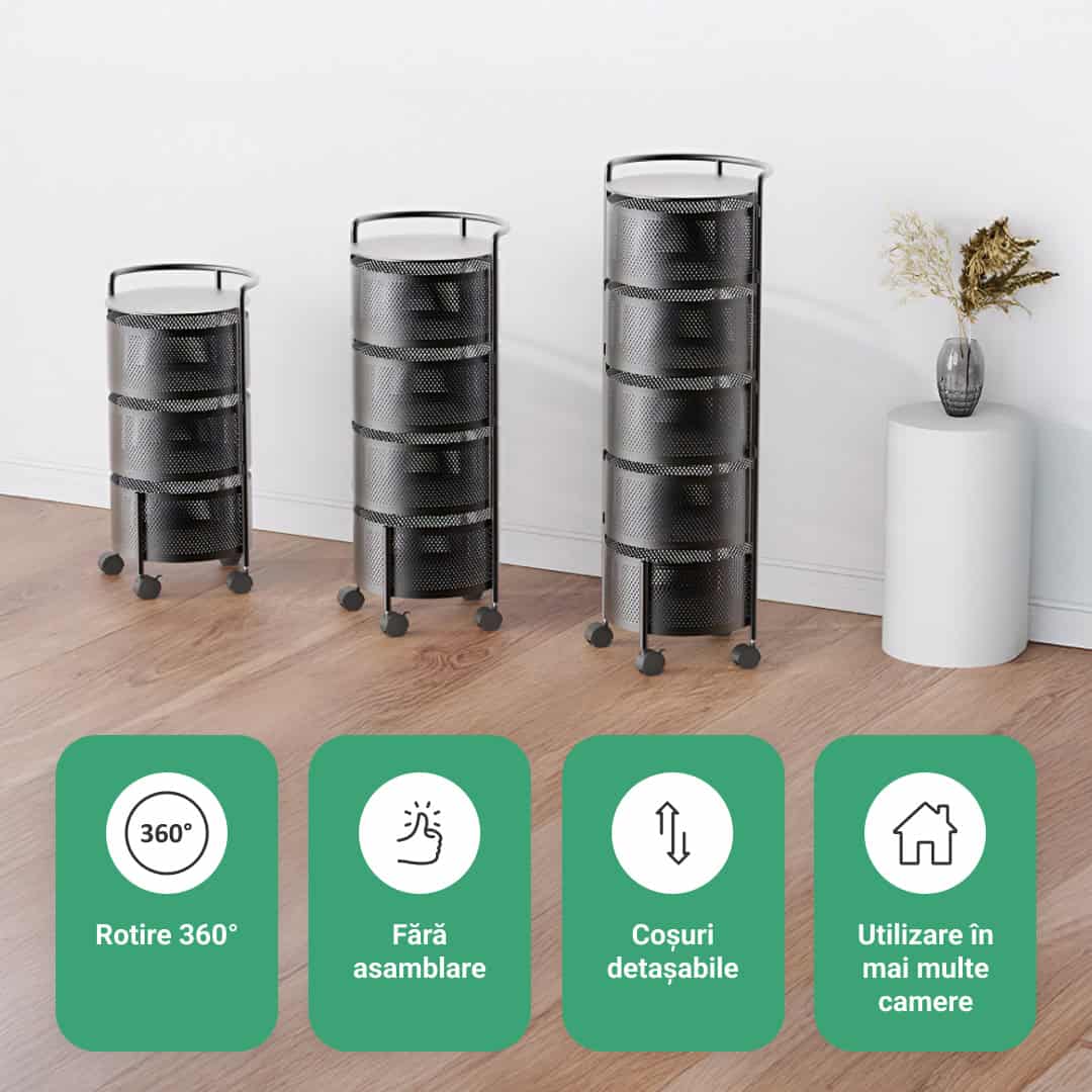 SpinRack™ - Organizator rotativ din metal cu 3 niveluri - imagine 5
