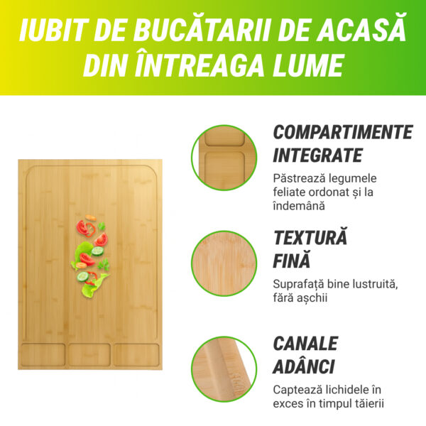 BambooCraft™ - Tocător din Bambus Extra Mare cu Picioare Detasabile - imagine 3