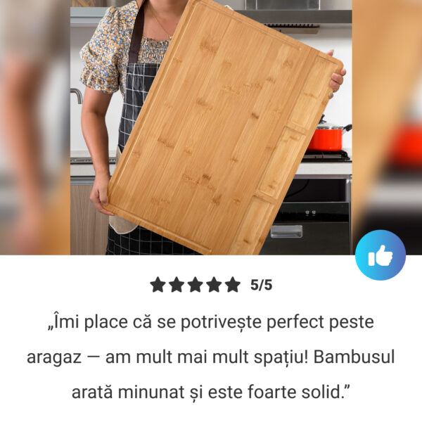 BambooCraft™ - Tocător din Bambus Extra Mare cu Picioare Detasabile - imagine 7