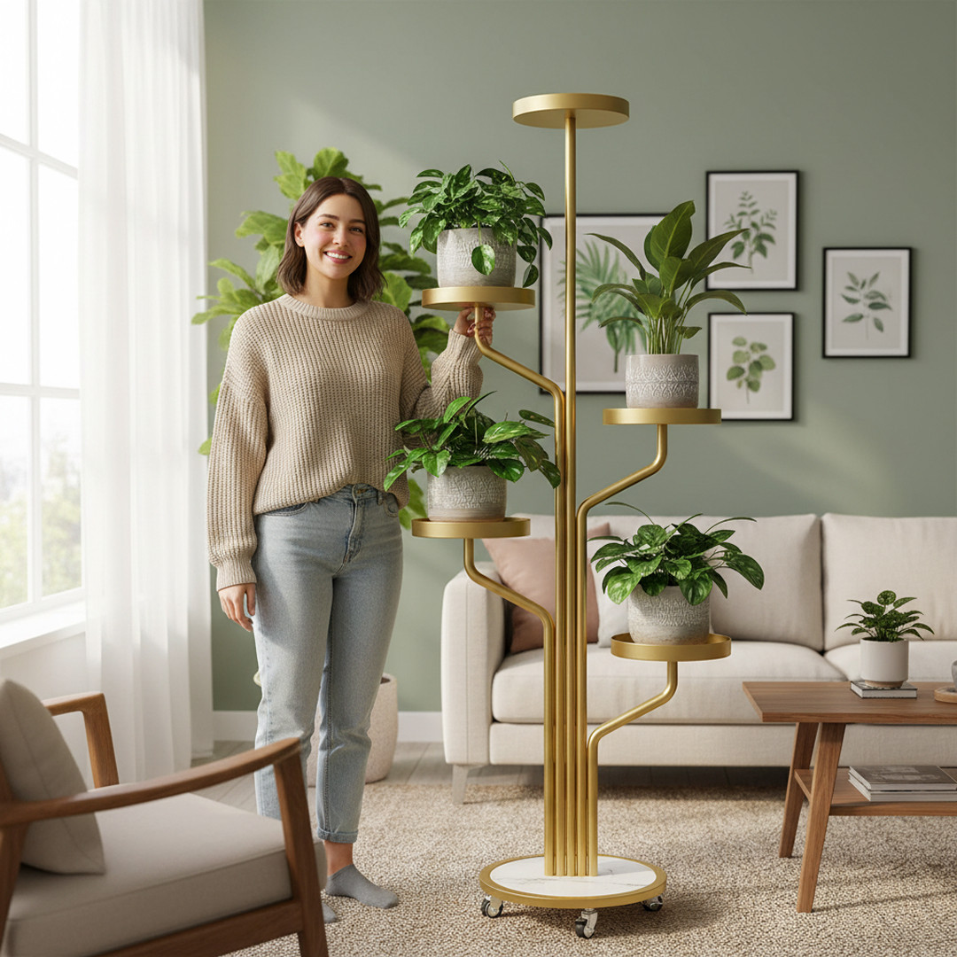 Floro™ - Suport elegant pentru plante cu 5 niveluri și roți - imagine 2