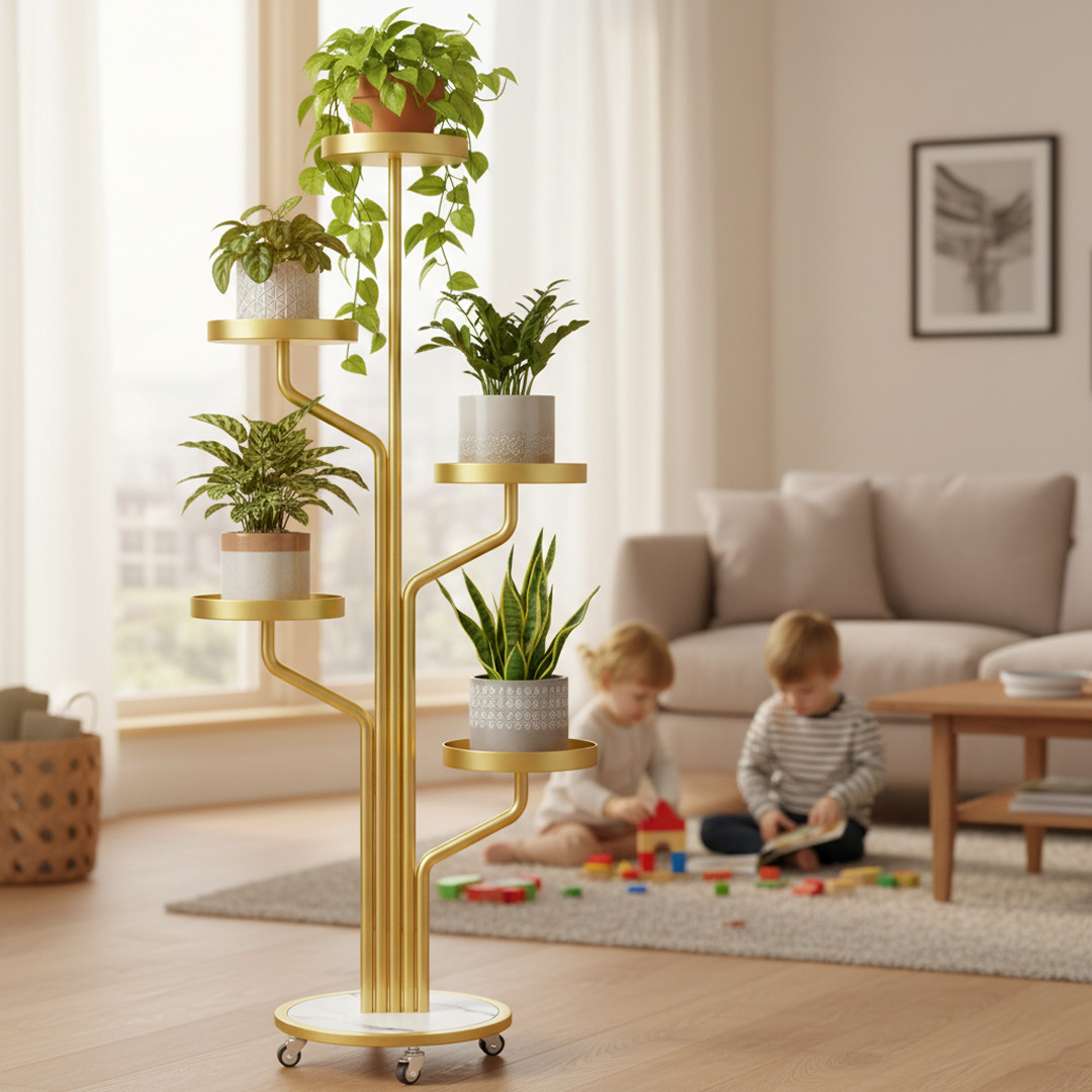 Floro™ - Suport elegant pentru plante cu 5 niveluri și roți - imagine 4