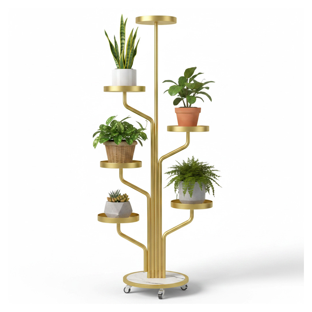 Floro™ - Suport elegant pentru plante cu 5 niveluri și roți - imagine 5