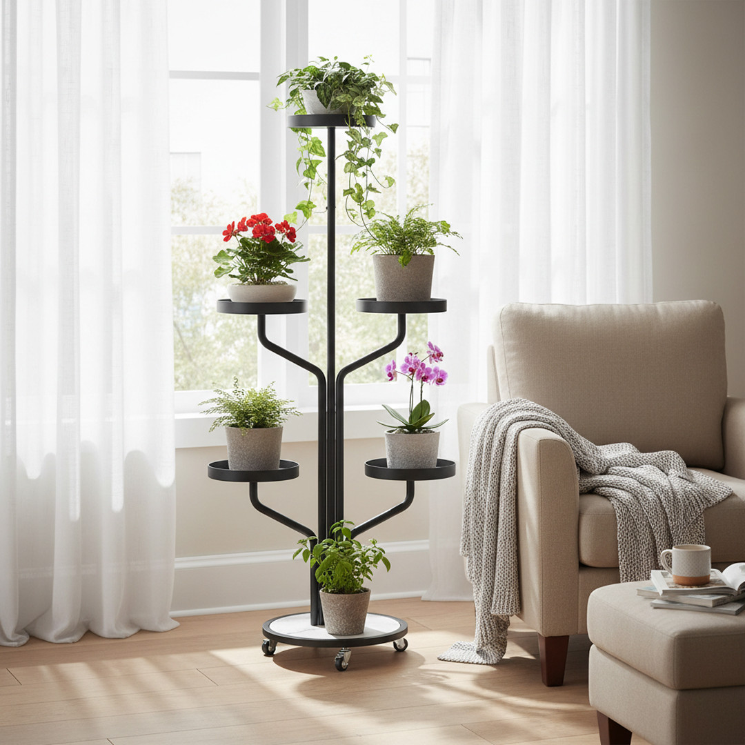 Floro™ - Suport elegant pentru plante cu 5 niveluri și roți - imagine 3