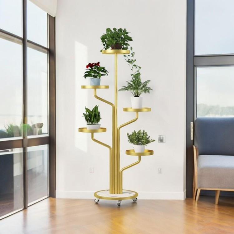 Floro™ - Suport elegant pentru plante cu 5 niveluri și roți - imagine 2