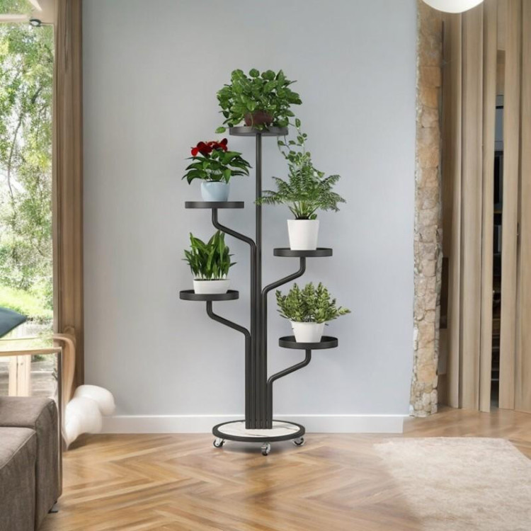 Floro™ - Suport elegant pentru plante cu 5 niveluri și roți - imagine 3