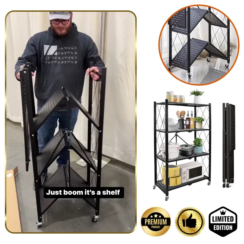 Kubbi™ – Raft pliabil din metal cu 4 polițe