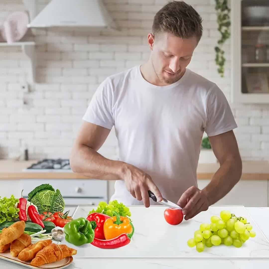 Tavola™ – Tocător din Acril cu Recipient pentru Resturi și Margine de Banc - imagine 2