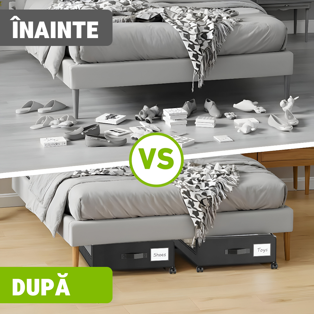 Bodovo™ - Set 2x recipiente economisire spațiu cu roți pentru sub pat - imagine 4