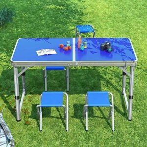 CampEase – Set Masă și 4 Scaune Pliabile