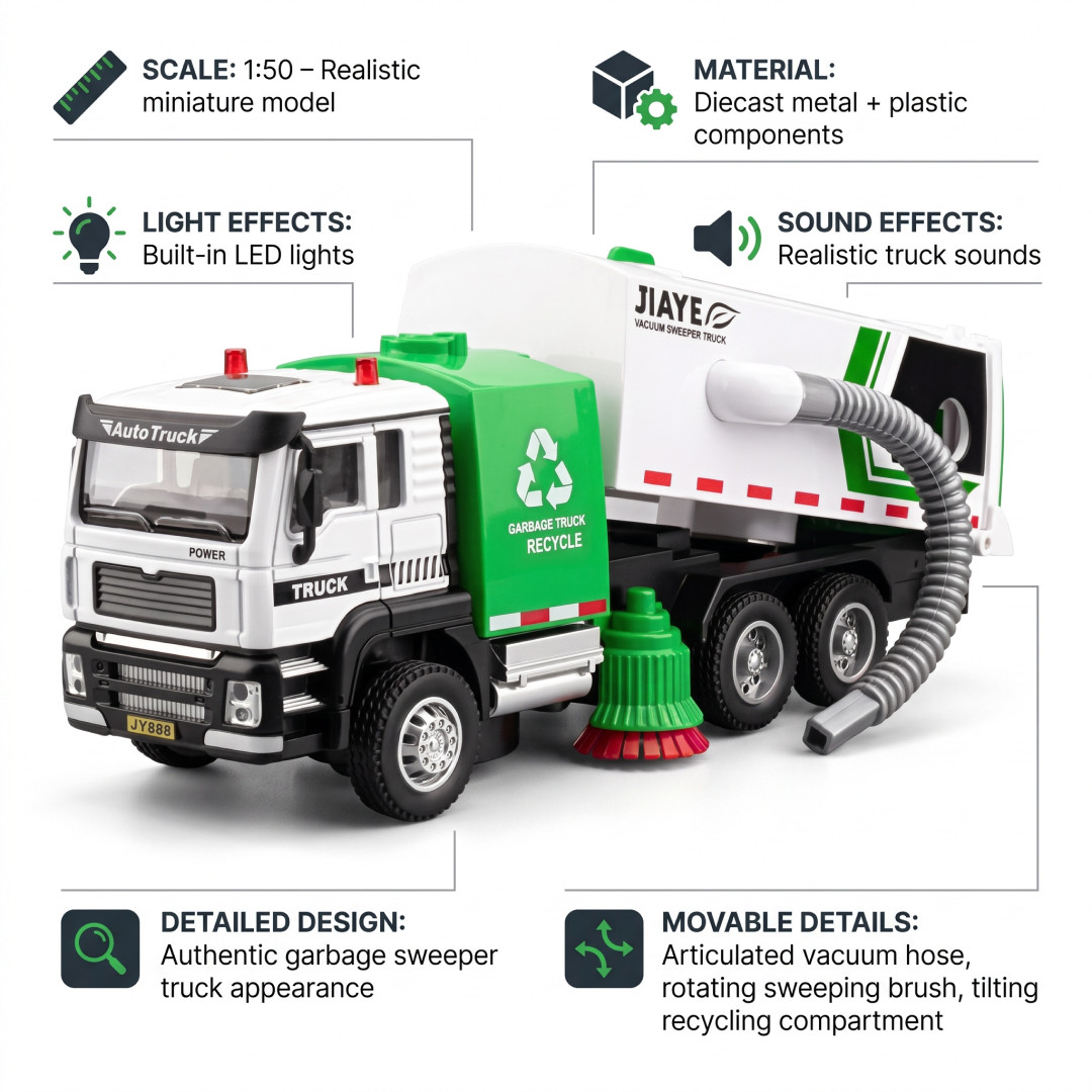 GarbageTruck™ – Cisterna auto cu aspirare cu sunete și lumini - imagine 6
